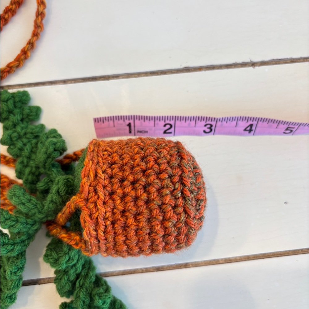 Handmade Crochet Hanging Plant Green Fern Boho Home Decor - Picture 6 of 7